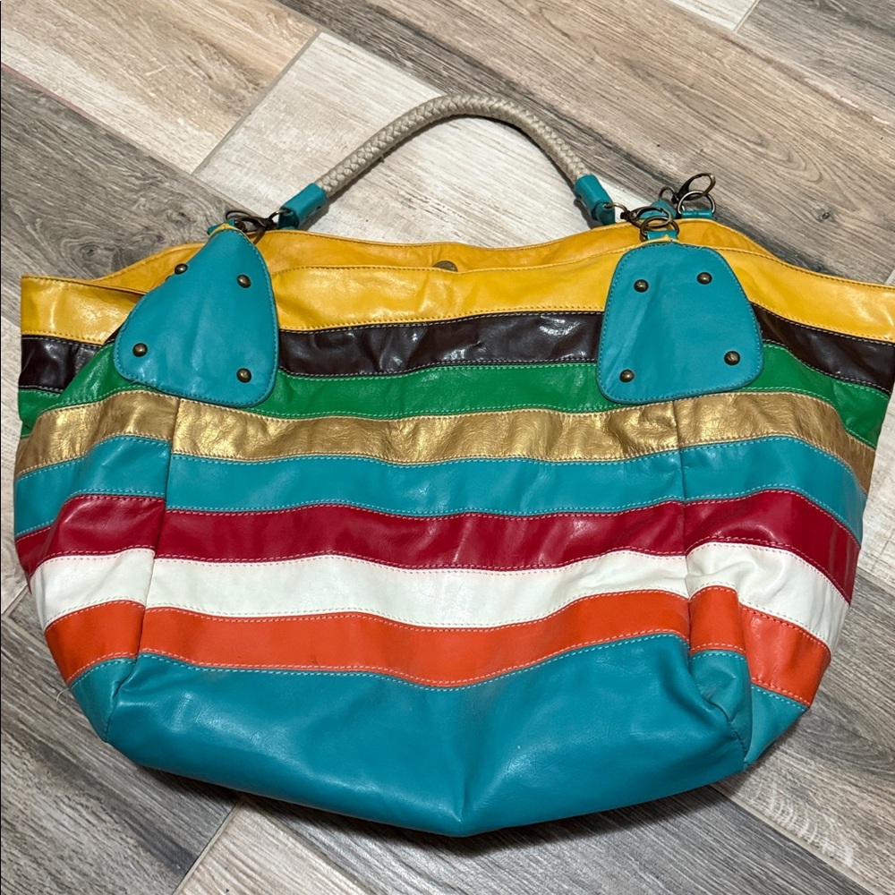 Faux D&G Multicolor Striped Tote Bag - Picture 4 of 4